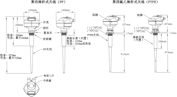 低頻脈沖雷達物位計尺寸圖